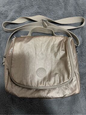 Kipling Metallic Taupe Insulated Food Storage Crossbody Bag